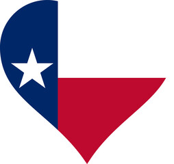 Texas USA Heart Flag. TX US Love Shape State Flag Sign Symbol Banner. Texan Transparent PNG Flattened JPG Flat JPEG