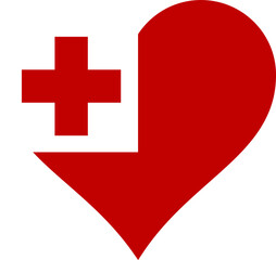 Tonga Heart Flag. Tongan Love Shape Country Nation National Flag Sign Symbol Banner. Transparent PNG Flattened JPG Flat JPEG