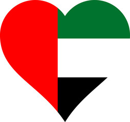 UAE Heart Flag. United Arab Emirates Love Shape Country Nation National Flag Sign Symbol Banner. Emirati transparent PNG Flattened JPG Flat JPEG