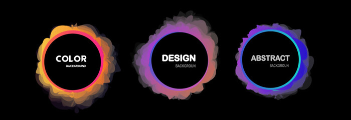 Set of isolated abstract aqua spot with gradient or dynamic color.Vector colorful neon templates. Circle shapes with vivid gradients. Fluid gradients for banners, Abstract liquid shape black, 3d.eps10