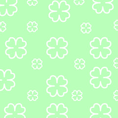 Four leaf clover icon. green seamless pattern background. green pastel color