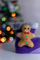 cute cookie-shaped stuffed animal with christmas lights