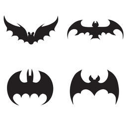 Bats set on white background for celebration Halloween design. bats carved out of black paper.