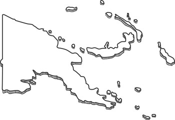 Hand Drawn of Papua New Guinea 3D Map
