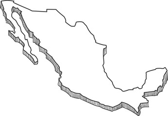 Hand Drawn of Mexico 3D Map
