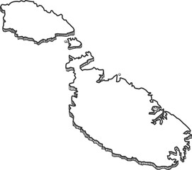 Hand Drawn of Malta 3D Map