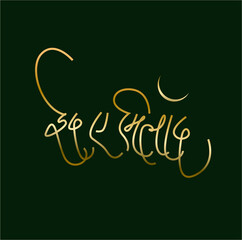 Eid E Milad written in Devanagari hindi text calligraphy.