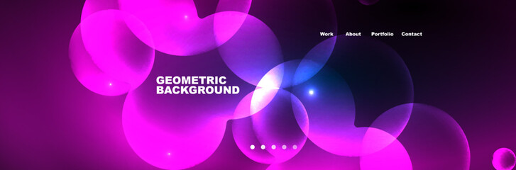 Neon glowing bubbles, circles magic energy space light concept, abstract background wallpaper design