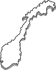 Hand Drawn of Norway 3D Map