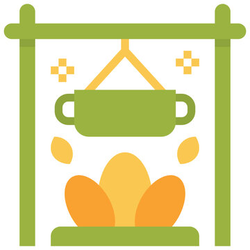 Pot on camfire icon symbol element