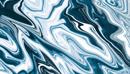 Obraz premium Abstract Ocean with Natural Luxury Texture, Marble Swirls and Agate Ripples. Blue paint background with liquid fluid grunge texture