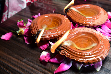 Happy Diwali, The light of india is to celebrate diwali and close to the soil on the table