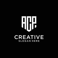 Shield letter a c e logo design template