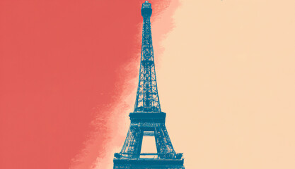Fototapeta na wymiar Eiffel Tower, Paris. France. Digital painting waterclor. Background