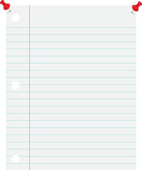 Ruled paper note tacked up on a wall vector illustration background graphic