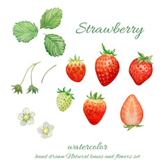 水彩で描いたイチゴのイラスト