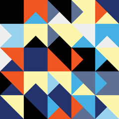 Abstract Bauhaus geometric pattern background, vector circle, triangle and square lines color art design. Colorful Bauhaus pattern background