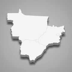 3d isometric map Central-West Region of Brazil
