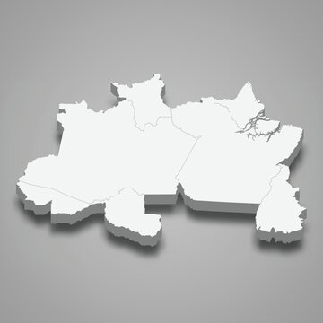3d isometric map North Region of Brazil