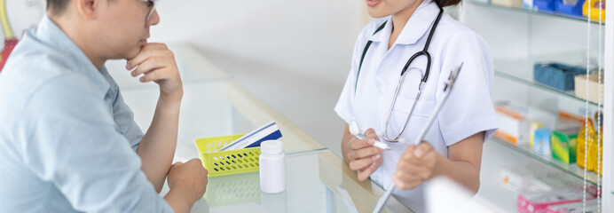 Specialist pharmacists provide advice and assistance to patients who come into the pharmacy or clinic, Prescribe medication as prescribed by a doctor, Service and assistance to patients, Pharmacy.