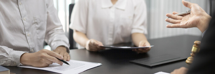 Attorney or judge provides legal advice to the client in the courtroom, Ethics in the courts...