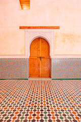Interior of the Moulay Ismail Mausoleum in Meknes, Morocco