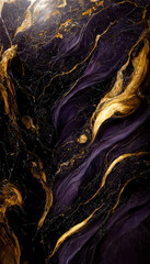 Obraz na płótnie Canvas Abstract luxury marble background. Modern digital painting. Gold, black and purple colors. 3d illustration 