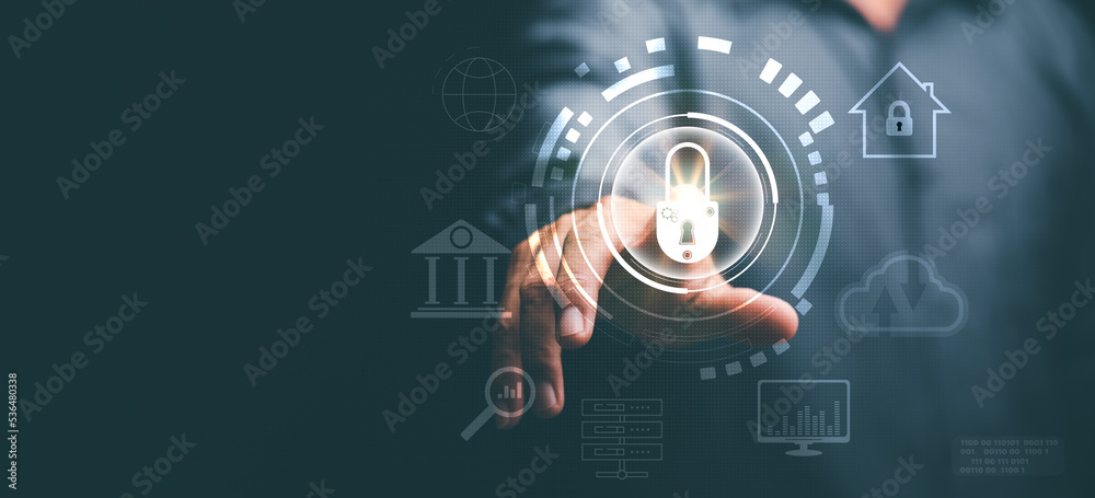 Wall mural digital security unlock or encryption concept,secure login authorization,internet security,protectio
