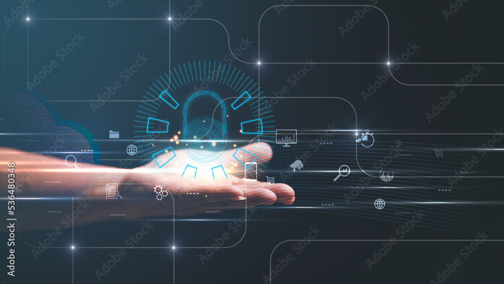 Wall mural digital security unlock or encryption concept,secure login authorization,internet security,protectio