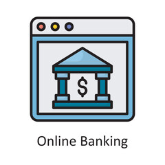 Online Banking Vector Filled Outline Icon Design illustration. Banking and Payment Symbol on White background EPS 10 File