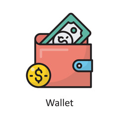 Wallet Vector Filled Outline Icon Design illustration. Banking and Payment Symbol on White background EPS 10 File