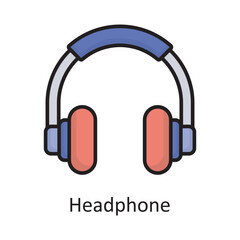 Headphone Vector Filled Outline Icon Design illustration. Banking and Payment Symbol on White background EPS 10 File