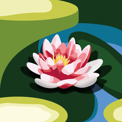 water lily flower image in flat style