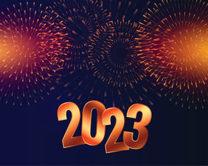 happy new year 2023 shiny background with glowing firework