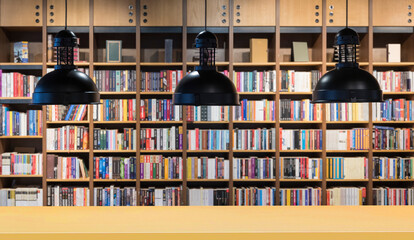 bookshelf background inside book shop © bahadirbermekphoto