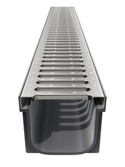 Front view of plastic drainage channel isolated on white background - 3D illustration