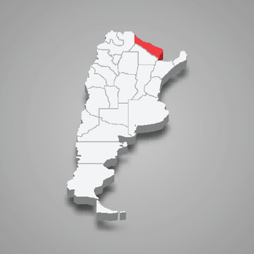 Formosa region location within Argentina 3d map