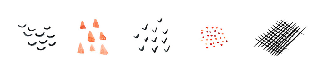 Watercolor abstract shapes isolated on white background. Perfect design for logo, headline and sale banner.