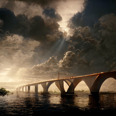 Naklejka na ściany i meble sunset over the bridge