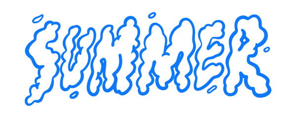 summer word text illustration hand drawn for sticker and design element