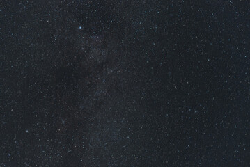 Many stars on black sky at night. A real dark night sky with plenty of stars. Night sky background with a Milky Way and selective focus
