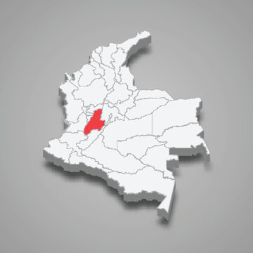Tolima region location within Colombia 3d map