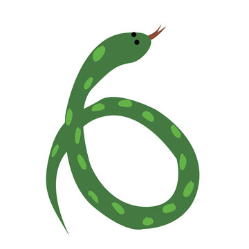 Vector of a green snake slithering in action with tongue out