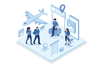 Active travel concept template. Can use for web banner, infographics, hero images, isometric vector modern illustration