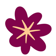 Trendy flower illustration in retro flat design element. Floral hand drawn in vintage ornament