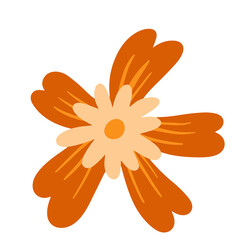 Trendy flower illustration in retro flat design element. Floral hand drawn in vintage ornament