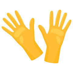 Rubber yellow gloves cartoon illustration