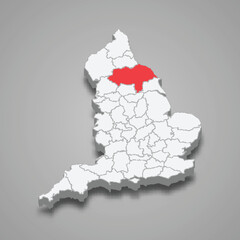 North Yorkshire county location within England 3d map