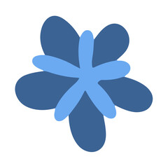 Simple and cute blue flower in childish hand drawn illustration style for design element