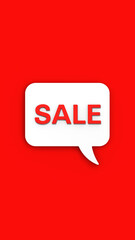 Notification of the promotion. Collection sale. Seasonal sale. Profit. Inscription sale. Vertical image. 3D image. 3D rendering.
